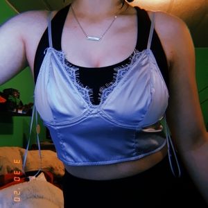 Silver lace crop top